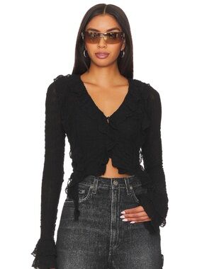 MORE TO Love Black Lace Top Small
